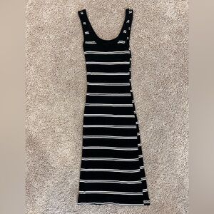 Wild Fable Black and White Striped Midi Dress